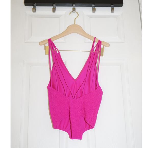 Tori Praver - Krishna Deep V-neck Strappy One Piece Swimsuit in Pink / Size XS - Picture 2 of 5